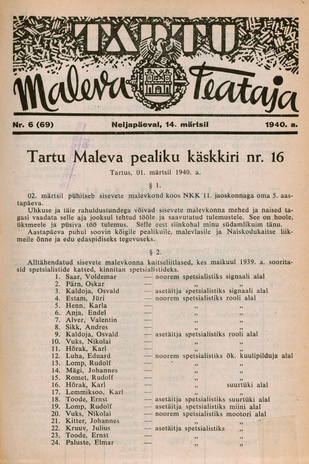 Tartu Maleva Teataja ; 6 (69) 1940-03-14