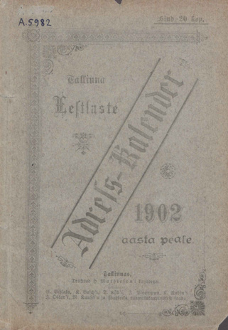 Eestlaste adress-kalender 1902 aasta peale