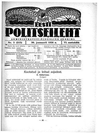 Eesti Politseileht ; 5 1926