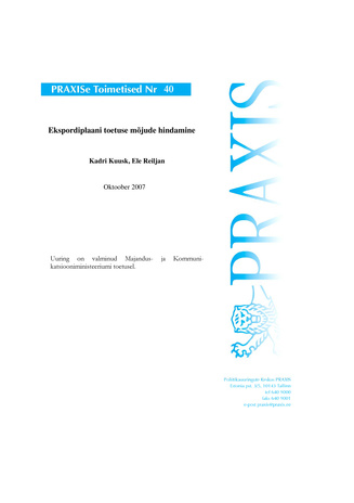 Ekspordiplaani toetuse mõjude hindamine ; 40 (PRAXISe toimetised = PRAXIS working paper)