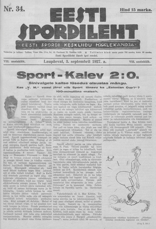 Eesti Spordileht ; 34 1927-09-03