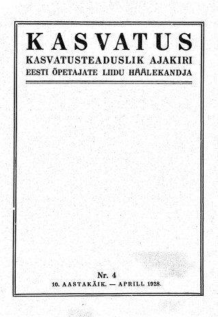 Kasvatus ; 4 1928-04