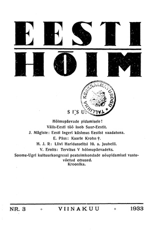 Eesti Hõim ; 3 1933-10