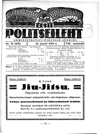 Eesti Politseileht ; 25 1928