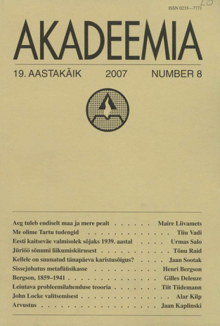 Akadeemia ; 8 (221) 2007-08
