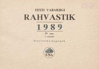 Eesti Vabariigi rahvastik. 4. osa. 1. raamat, Maarahvastiku elamistingimused : rahvaloendus 1989 