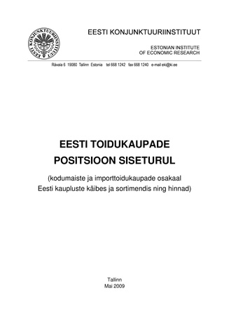 Eesti toidukaupade positsioon siseturul ; mai 2009