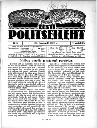 Eesti Politseileht ; 8 1922