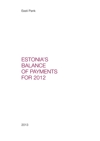 Estonian balance of payments yearbook ; 2012
