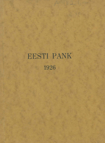 Eesti Pank 1926 [aruanne]