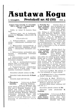 Asutawa Kogu protokoll nr.82 (55) (18. november 1919)