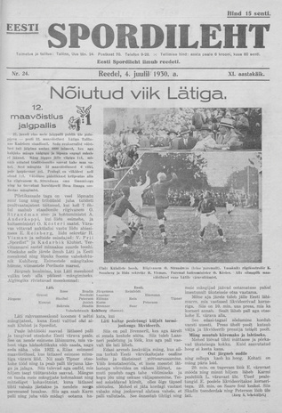 Eesti Spordileht ; 24 1930-07-04