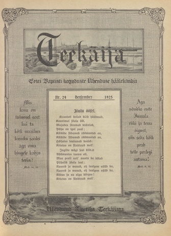 Teekäija : Eesti Baptisti Koguduse Ühenduse häälekandja ; 24 1925-12-15