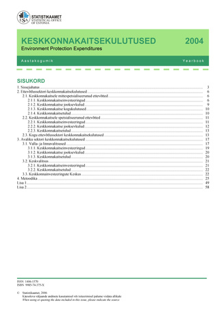 Keskkonnakaitsekulutused : aastakogumik = Environment Protection Expenditures : yearbook ; 2004