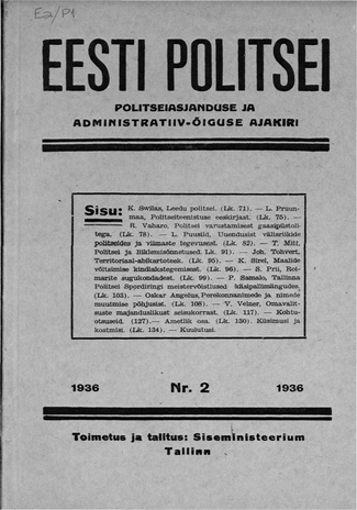 Eesti Politseileht ; 2 1936