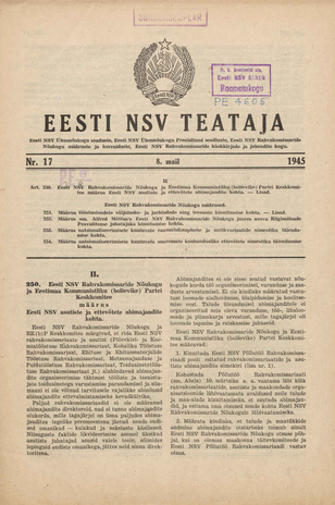 Eesti NSV Teataja ; 17 1945-05-08