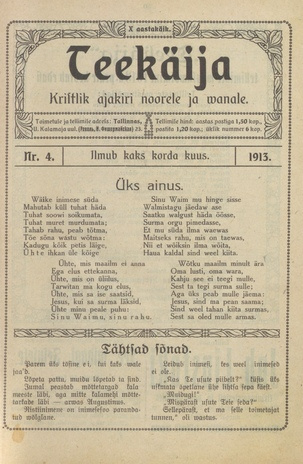 Teekäija : Eesti Baptisti Koguduse Ühenduse häälekandja ; 4 1913