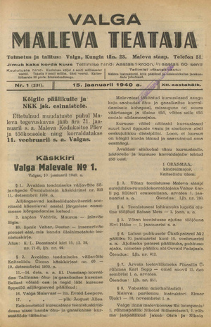 Valga Maleva Teataja ; 1 (231) 1940-01-15