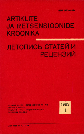 Artiklite ja Retsensioonide Kroonika = Летопись статей и рецензий ; 1 1983-01