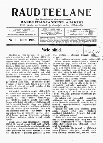 Raudteelane : raudteeasjanduse ajakiri ; 1 1922-06