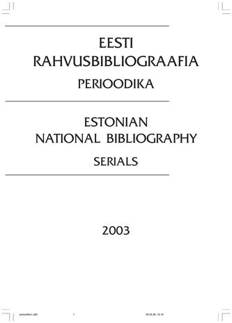 Eesti Rahvusbibliograafia. Perioodika ; 2003