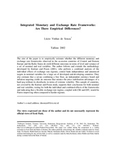 Integrated monetary and exchange rate frameworks: are there empirical differences? (Eesti Panga toimetised / Working Papers of Eesti Pank ; 2)