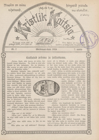 Kristlik Kaitsja : Eesti metodistide häälekandja ; 2 1926-02