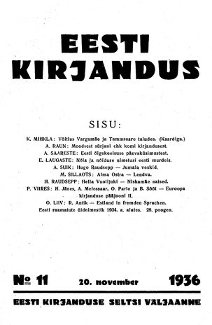 Eesti Kirjandus ; 11 1936