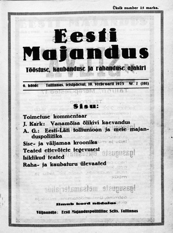 Eesti Majandus ; 7 (101) 1925-02-10