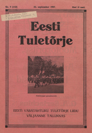 Eesti Tuletõrje : tuletõrje kuukiri ; 9 (152) 1937-09-23