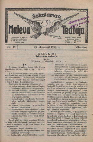 Sakalamaa Maleva Teataja ; 19 1935-10-23