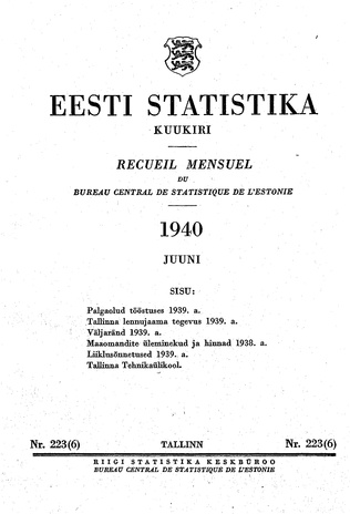 Eesti Statistika : kuukiri ; 223 (6) 1940-06