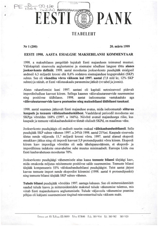 Eesti Pank : teabeleht ; 1 (200) 1999-03-20