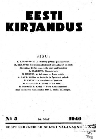 Eesti Kirjandus ; 5 1940