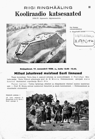 Riigi Ringhäälingu kooliraadio saatekava ; II 1936/37
