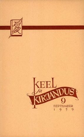 Keel ja Kirjandus ; 9 1959-09