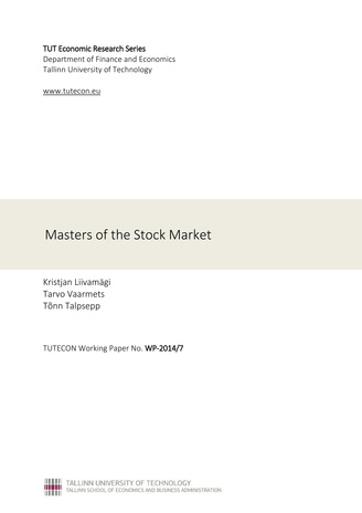 Masters of the stock market (TUTECON Working Paper ; WP-2014/7)