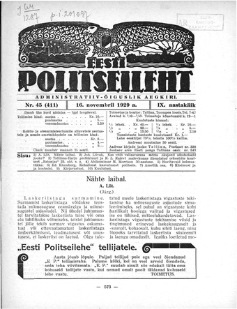 Eesti Politseileht ; 45 1929