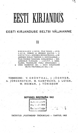 Eesti Kirjandus ; 2 1912