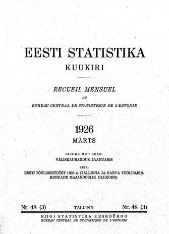 Eesti Statistika : kuukiri ; 48 (3) 1926-03