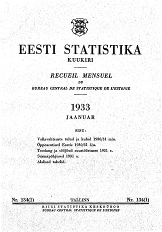 Eesti Statistika : kuukiri ; 134 (1) 1933-01