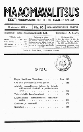 Maaomavalitsus ; 10 1936-10-30