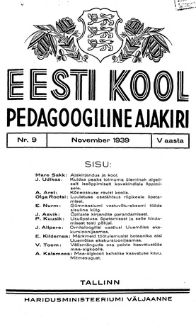 Eesti Kool ; 9 1939-11