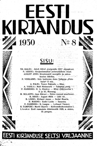 Eesti Kirjandus ; 8 1930