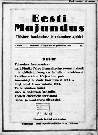 Eesti Majandus ; 1 1924-01-08
