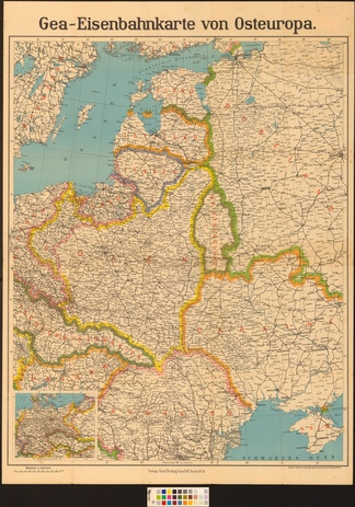 Gea-Eisenbahn-Karte von Osteuropa für Industrie, Handel und Verkehr
