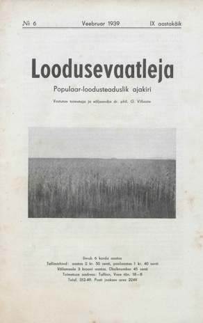 Loodusevaatleja : populaar-loodusteaduslik ajakiri ; 6 1939-02-06