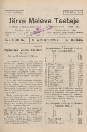Järva Maleva Teataja ; 3-4 (216-217) 1938-02-15
