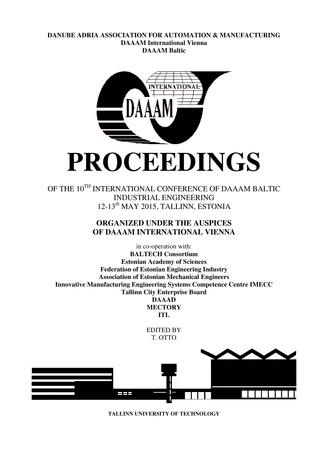 Online proceedings of the 10th International DAAAM Baltic Conference "Industrial engineering"