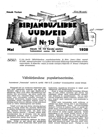 Kirjanduslikke uudiseid ; 19 1928